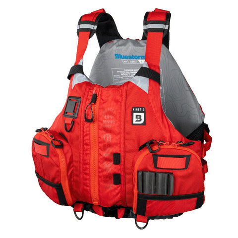 Bluestorm Qualifies for Free Shipping Bluestorm Kinetic Kayak Fishing Vest Nitro Red #BS-409-RED-L/XL