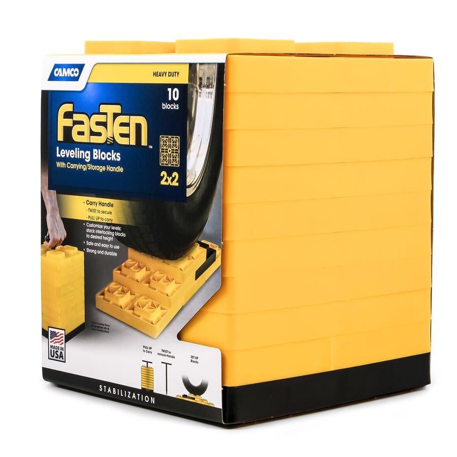 Camco Qualifies for Free Shipping Camco Fasten Leveling Blocks with T-Handle 2 x 2 Yellow #44512