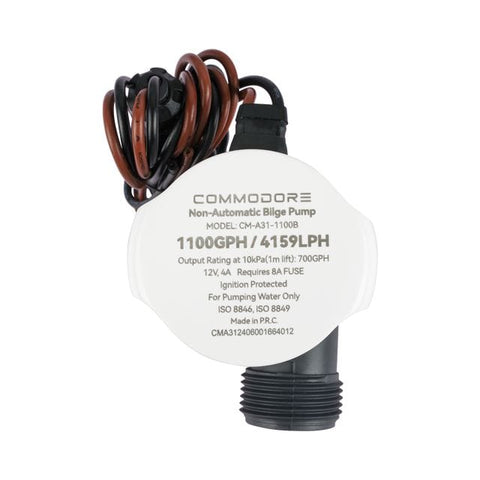 Commodore Qualifies for Free Shipping Commodore 1100 GPM Non-Automatic Bilge Pump #CM-A31-1100B