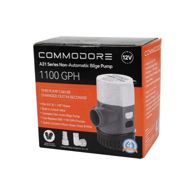 Commodore Qualifies for Free Shipping Commodore 1100 GPM Non-Automatic Bilge Pump #CM-A31-1100B