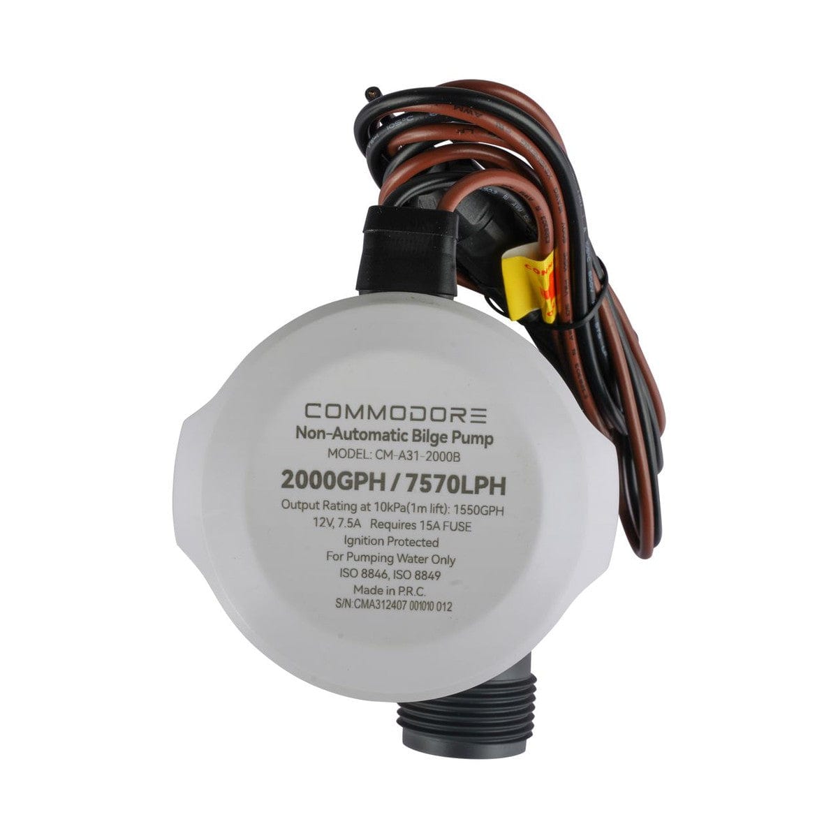 Commodore Qualifies for Free Shipping Commodore 2000 GPM Non-Automatic Bilge Pump #CM-A31-2000B