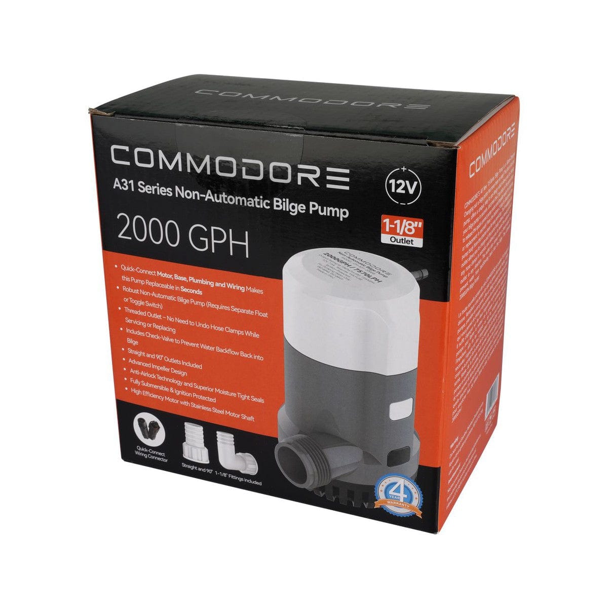 Commodore Qualifies for Free Shipping Commodore 2000 GPM Non-Automatic Bilge Pump #CM-A31-2000B