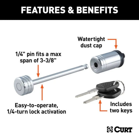 CURT Qualifies for Free Shipping CURT 1/4" Pin 3-3/8" Latch Span #23523