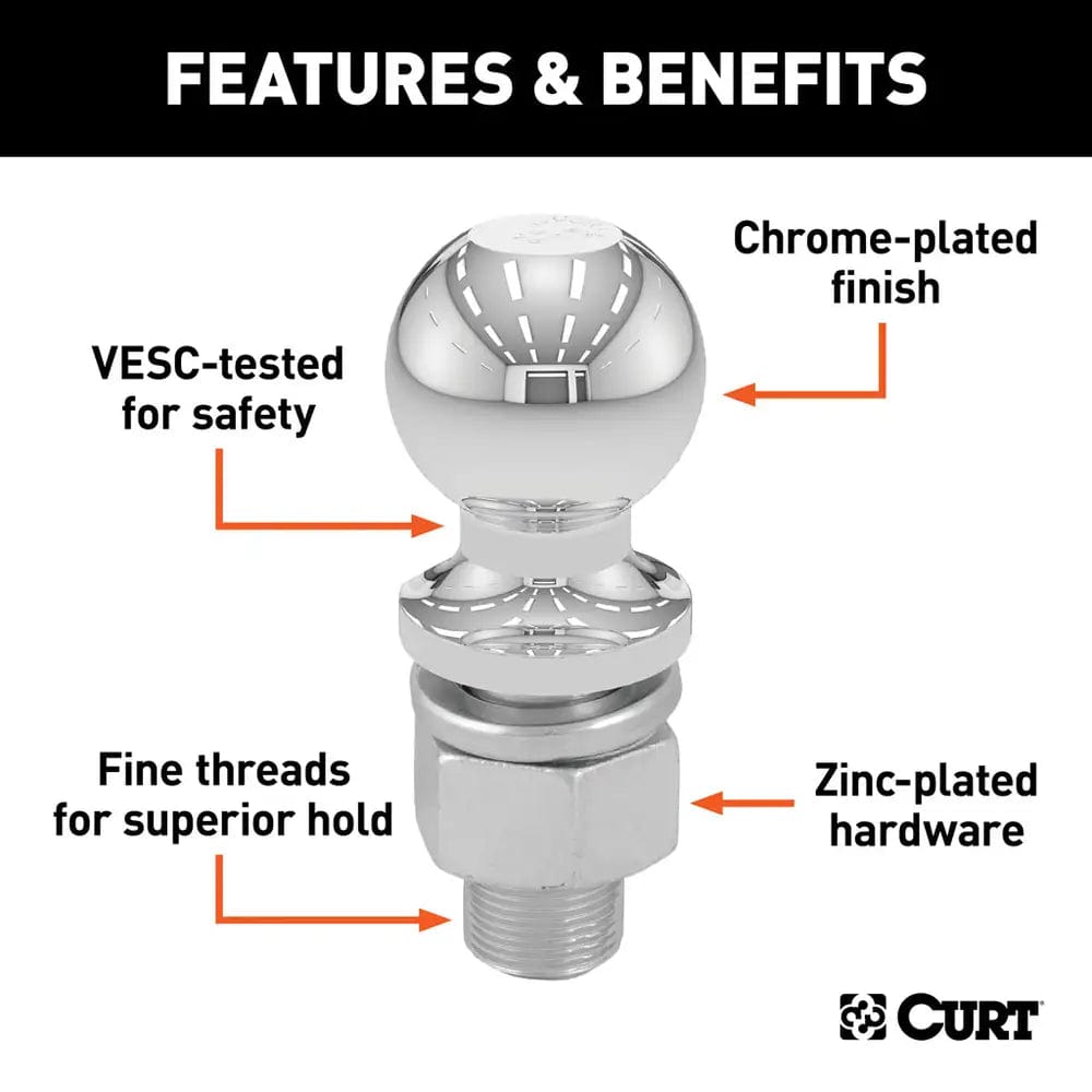 CURT Qualifies for Free Shipping CURT 2-5/16" Chrome Hitch Ball 20000 lb 1-1/4" x 2-5/16" Shank #40008