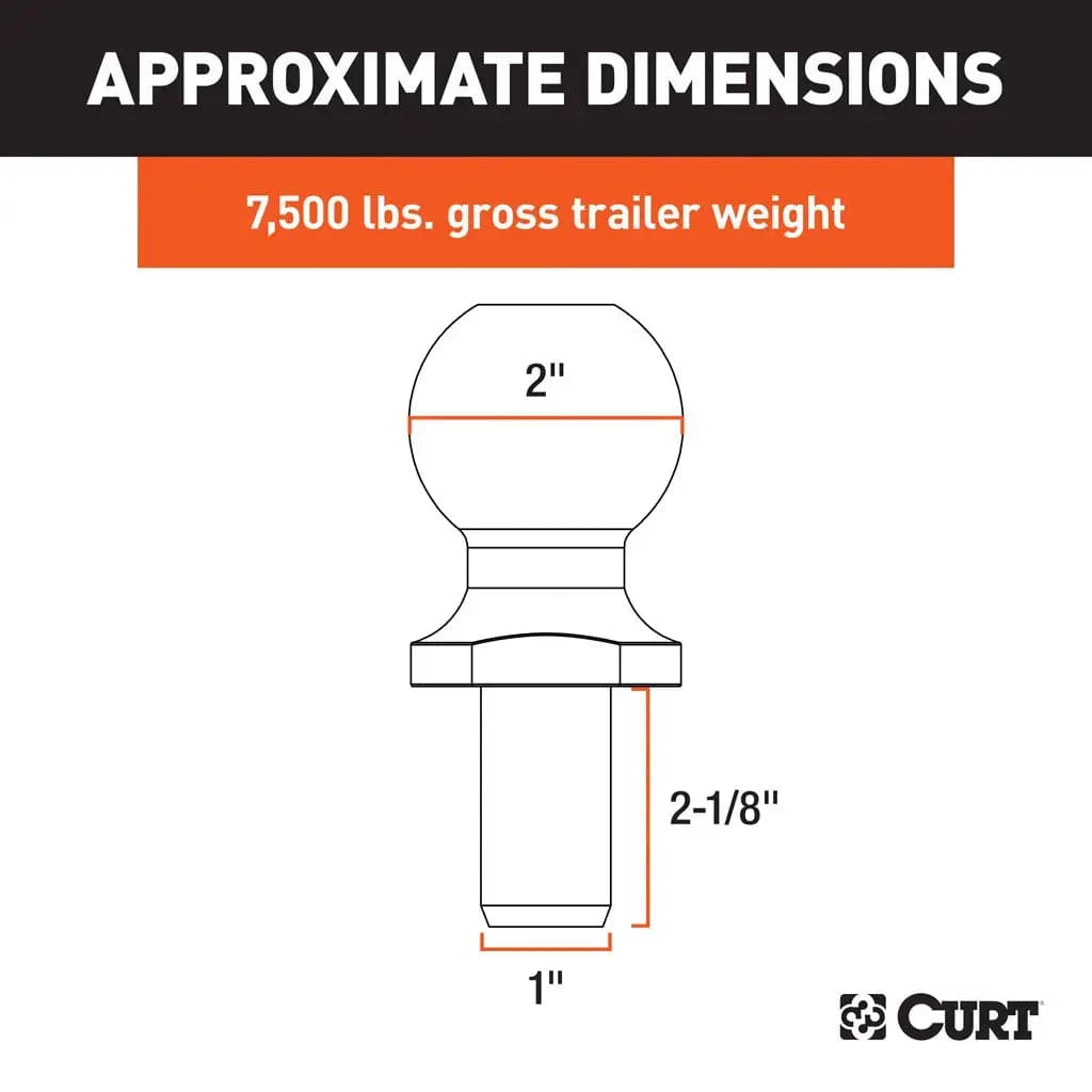 CURT Qualifies for Free Shipping CURT 2" Ball 1" x 2-1/8" Shank 7500 lb #40170