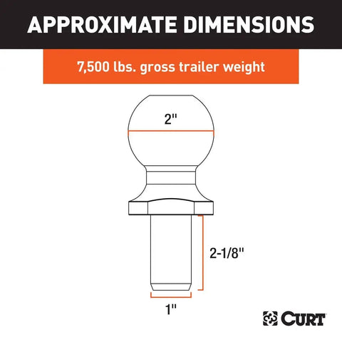 CURT Qualifies for Free Shipping CURT 2" Ball 1" x 2-1/8" Shank 7500 lb #40170