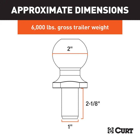 CURT Qualifies for Free Shipping CURT 2" SS Hitch Ball 6000 lb 1" x 2-1/8" Shank #40053