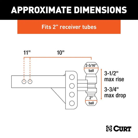 CURT Qualifies for Free Shipping CURT 3-3/4" Max Drop 3-1/2" Rise 10"-11"L #45903