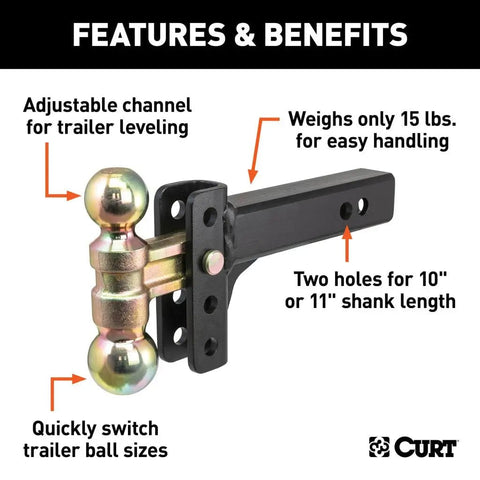 CURT Qualifies for Free Shipping CURT 3-3/4" Max Drop 3-1/2" Rise 10"-11"L #45903