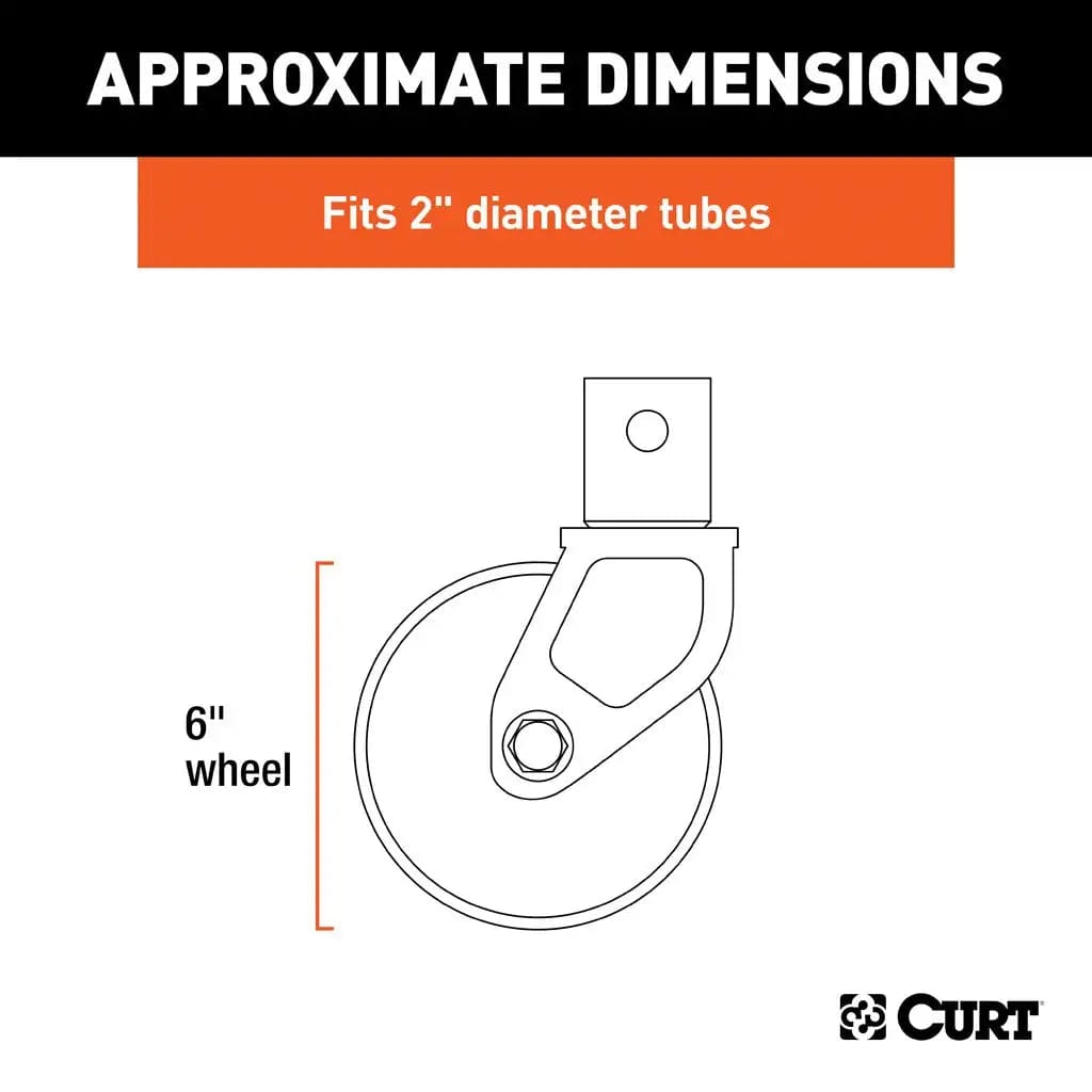 CURT Qualifies for Free Shipping CURT 6" Caster for 2" Tube 1200 lb Bulk #28276