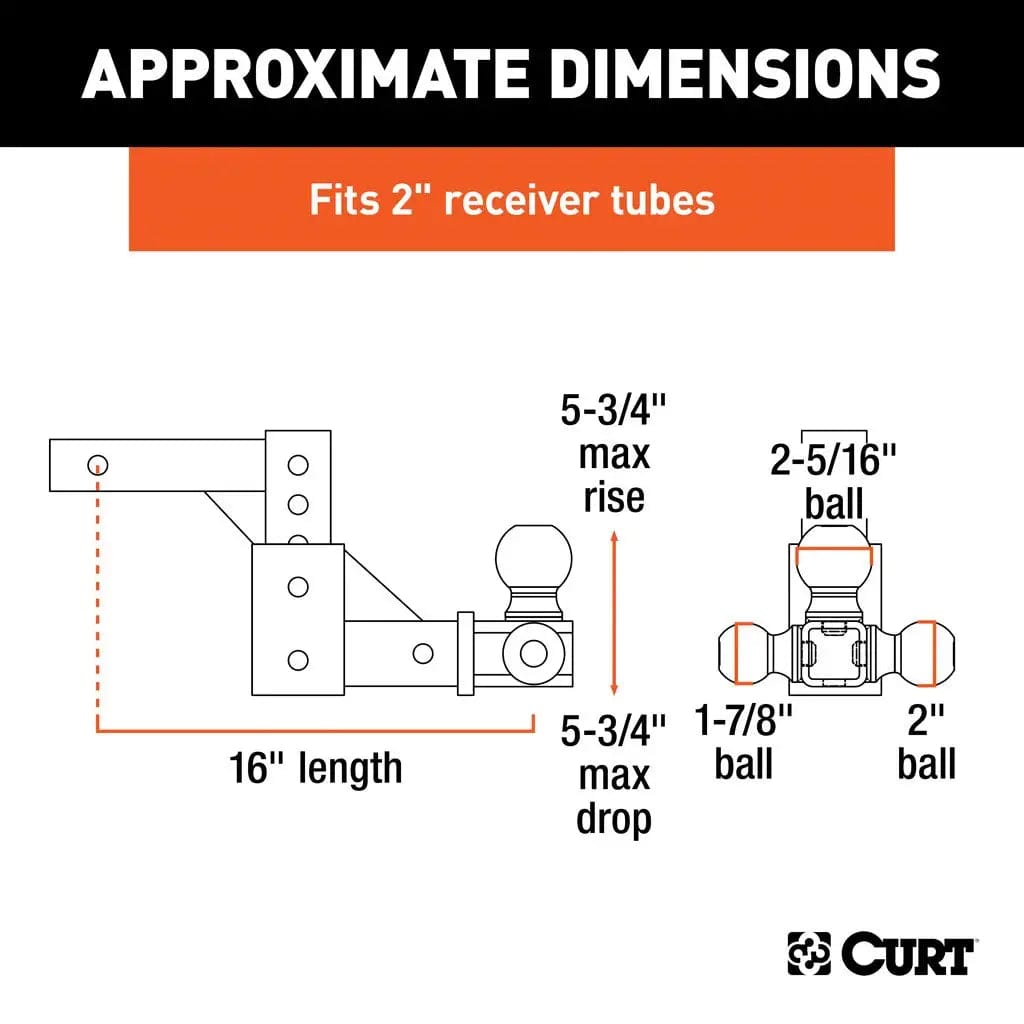 CURT Qualifies for Free Shipping CURT Adjustable Tri-Ball Mount #45799