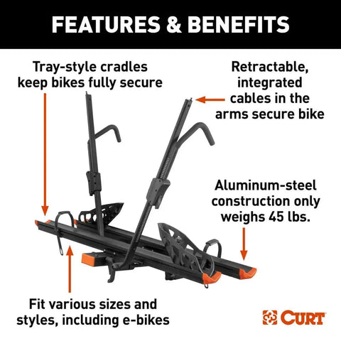 CURT Not Qualified for Free Shipping CURT Bike Rack Aluminum Tray-Style Hitch-Mounted #18088