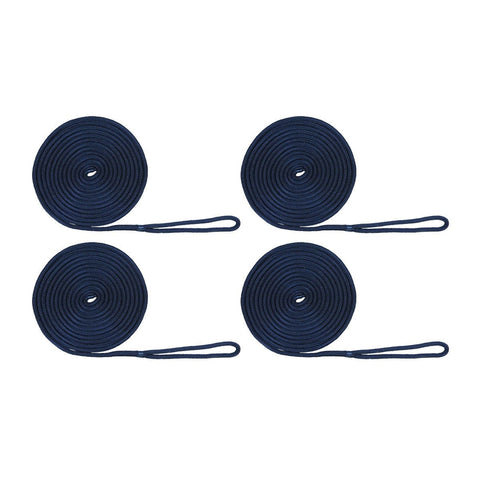 Extreme Max Qualifies for Free Shipping Extreme Max BoatTector Double Braid Nylon Dock Line 4-pk 3/8" x 15' Navy #3006.3013