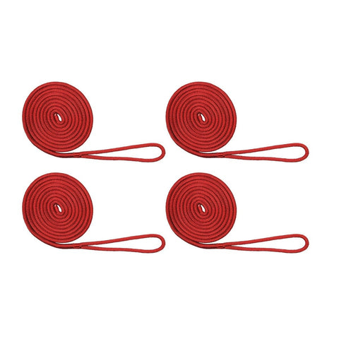 Extreme Max Qualifies for Free Shipping Extreme Max BoatTector Double Braid Nylon Dock Line 4-pk 3/8" x 15' Red #3006.3008