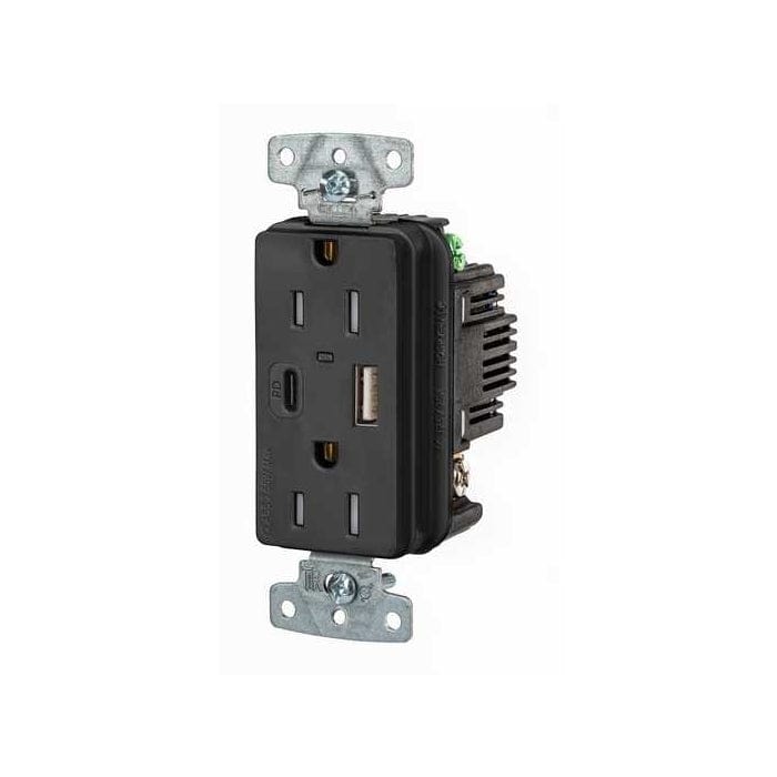 Hubbell Qualifies for Free Shipping Hubbell 15a 1 USB Black Receptacle #USB15ACPDBK