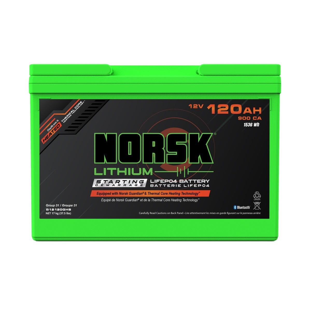 Norsk Qualifies for Free Shipping Norsk 12v 120AH Heated Lithium Cranking Battery #B12120GHS