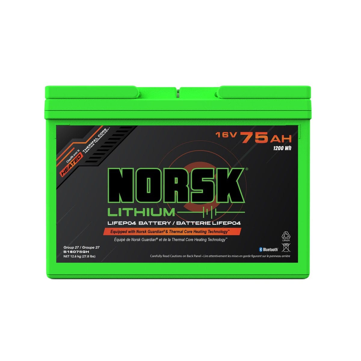 Norsk Qualifies for Free Shipping Norsk 16v 75AH Heated LiFePO4 Lithium Deep Cycle Battery #B16075GH