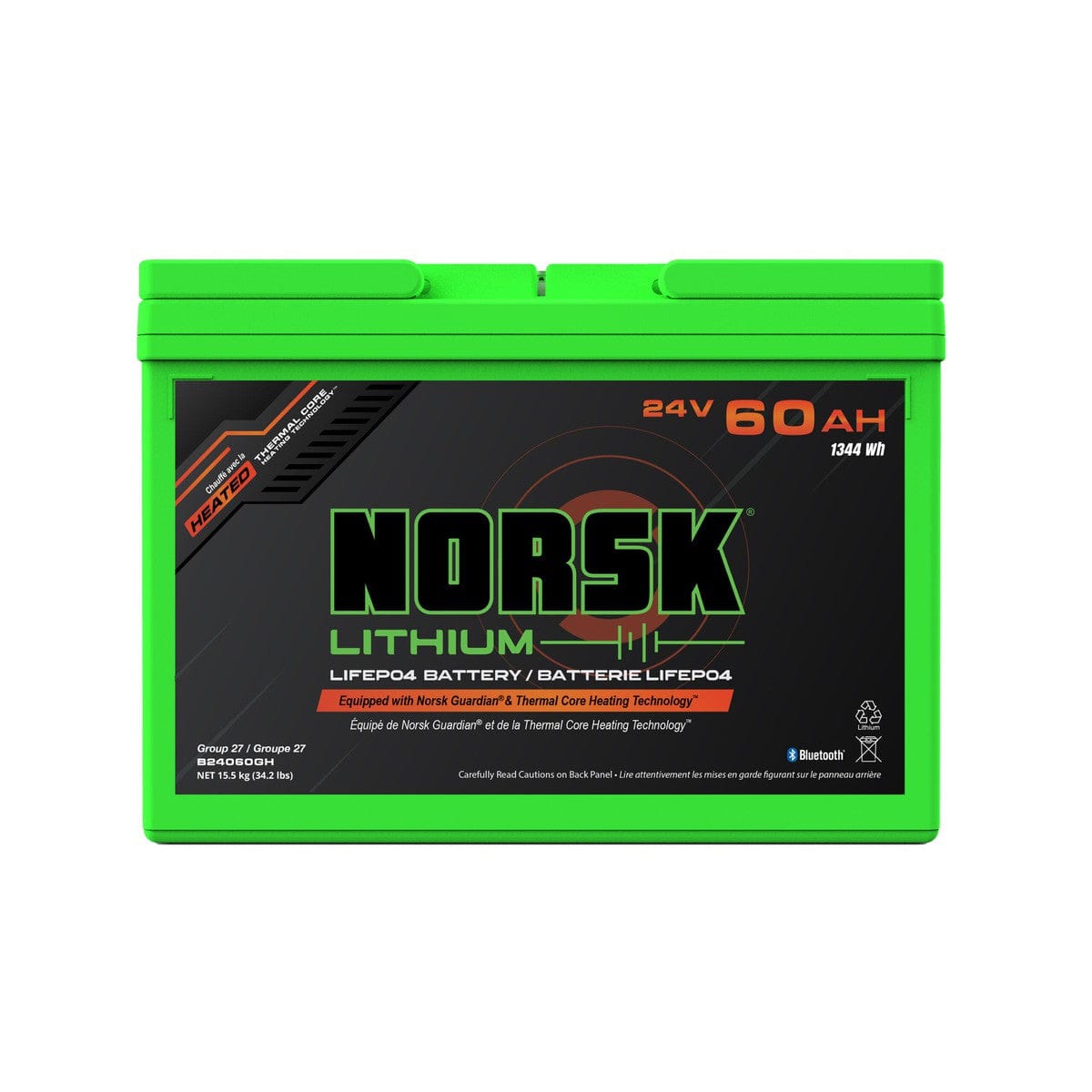 Norsk Qualifies for Free Shipping Norsk 24v 60AH Heated LiFePO4 Lithium Trolling Motor Battery #B24060GH