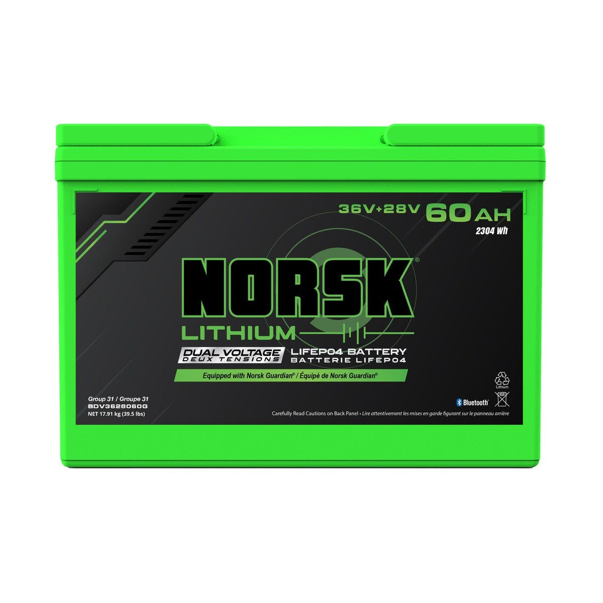 Norsk Qualifies for Free Shipping Norsk 36v + 28v 60AH Dual Voltage LiFePO4 Lithium Battery #BDV3628060G