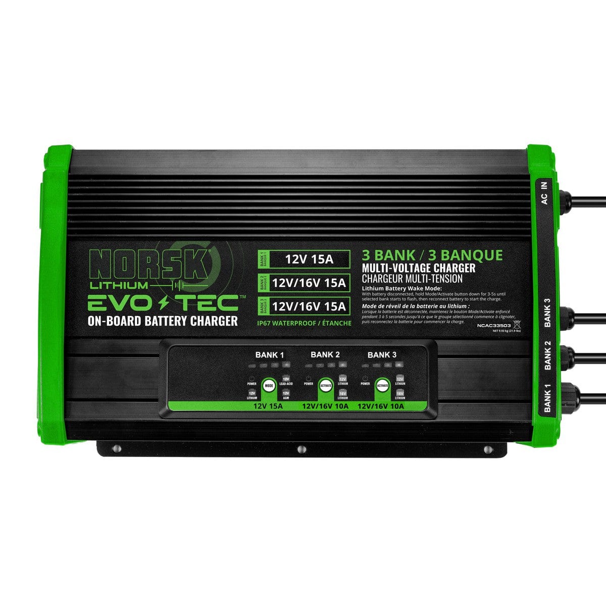 Norsk Qualifies for Free Shipping Norsk EVO-TEC 12V+12V/16V+12V/16v 3-Bank Selectable On-Board Charger #NCAC33503