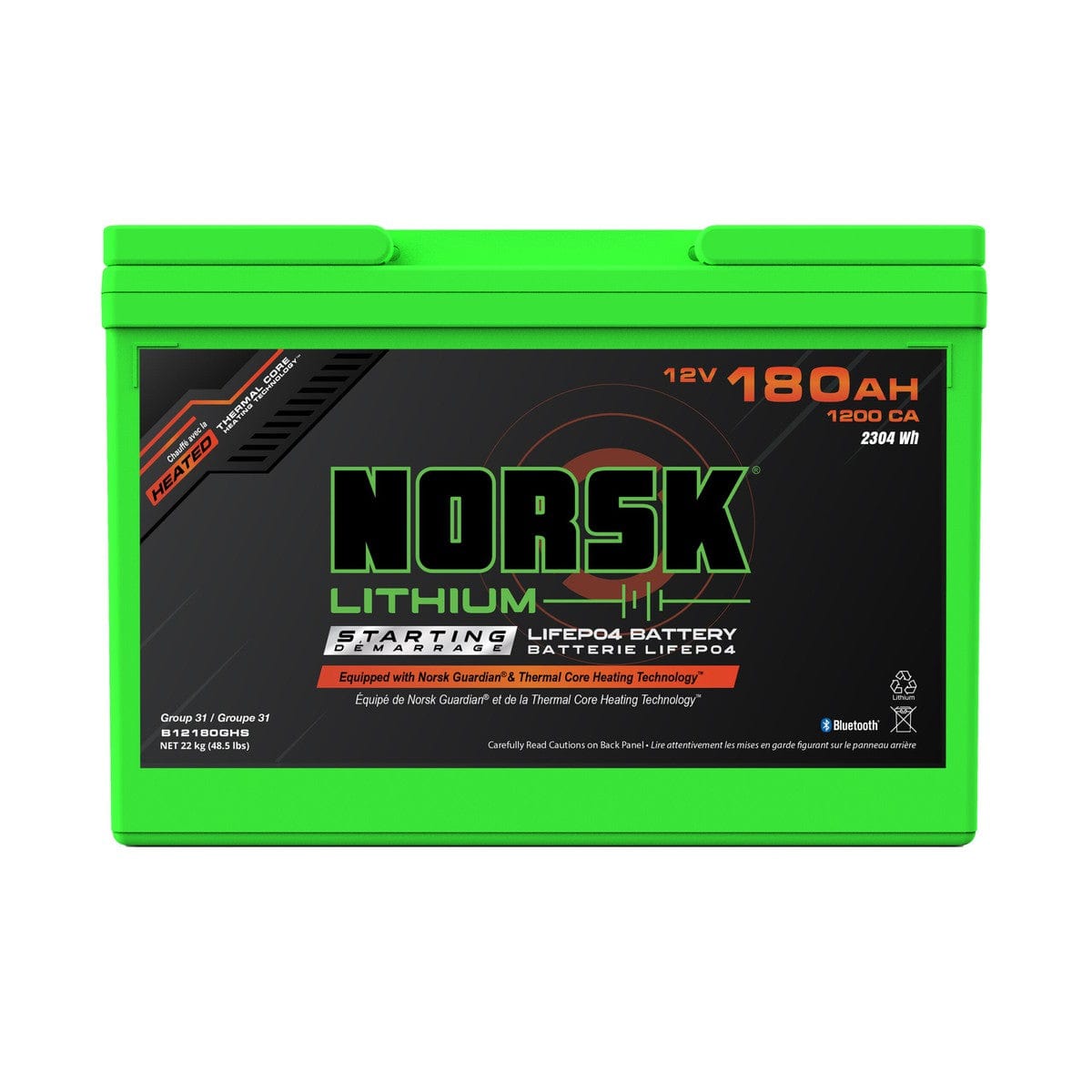 Norsk Qualifies for Free Shipping Norsk No 12v 180AH Heated Lithium Marine Cranking Battery #B12180GHS