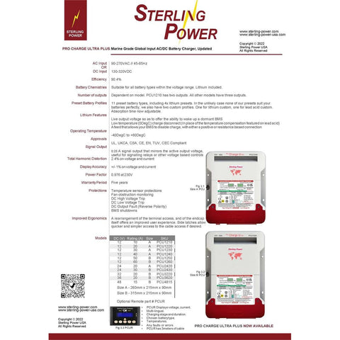 Sterling Power Qualifies for Free Shipping Sterling Power Pro Charge Ultra 32v 20a Battery Charge #PCU3220PLUS