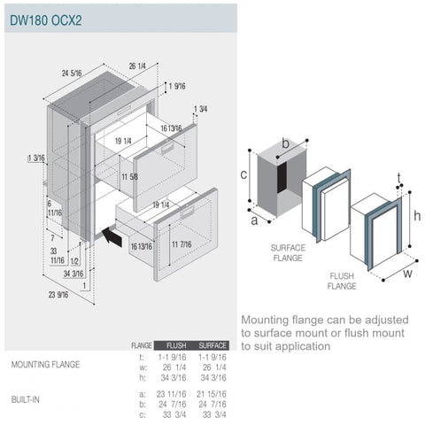 Vitrifrigo Truck Freight - Not Qualified for Free Shipping Vitrifrigo 5.1 cu ft Double-Drawer Fridge SS #DW180IXP4-EX-1