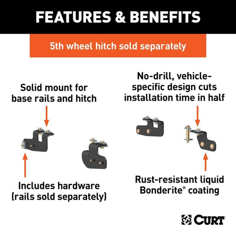 CURT Qualifies for Free Shipping CURT 5th Wheel Install Brackets Select RAM 2500 Except 5th Wheel Prep #16427