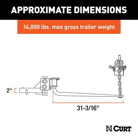 CURT Truck Freight - Not Qualified for Free Shipping CURT MV Round Bar Weight Distribution Hitch up to 14K 2" Shank #17057