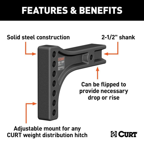 CURT Qualifies for Free Shipping CURT Repl Weight Dist Hitch Shank 2-1/2" Receiver 2" Drop 6" Rise #17131