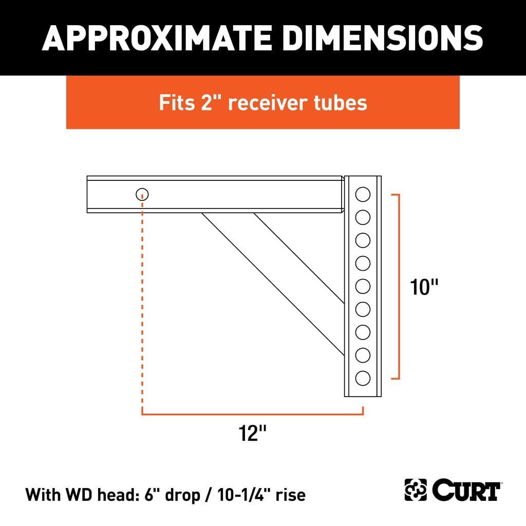 CURT Qualifies for Free Shipping CURT Repl Weight Dist Hitch Shank 2" Receiver 6" Drop 10-1/4" Rise #17121