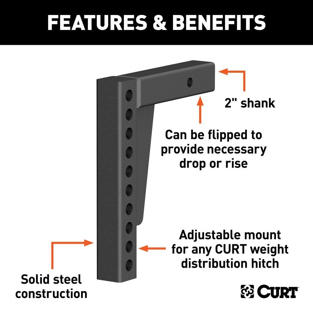 CURT Qualifies for Free Shipping CURT Repl Weight Dist Hitch Shank 2" Receiver 7" Drop 10.5" Rise #17123