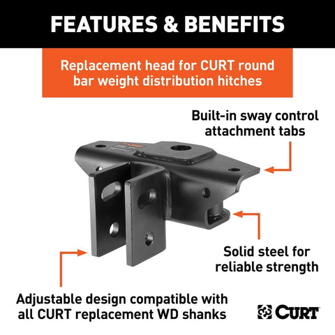 CURT Qualifies for Free Shipping CURT Replacement Round Bar Weight Distribution Hitch Head #17107