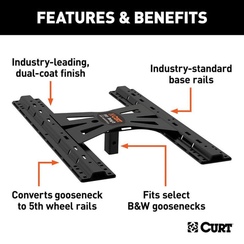 CURT Truck Freight - Not Qualified for Free Shipping CURT X5 Gooseneck to 5th Wheel Adapter for B&W Hitches 20K #16310