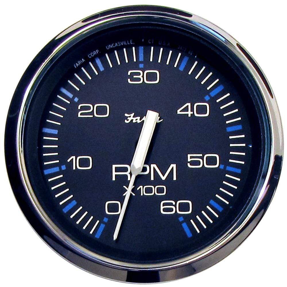Faria Qualifies for Free Shipping Faria Chesapeake SS Black Tachomater 0-6000 RPM Gas I/O #33710