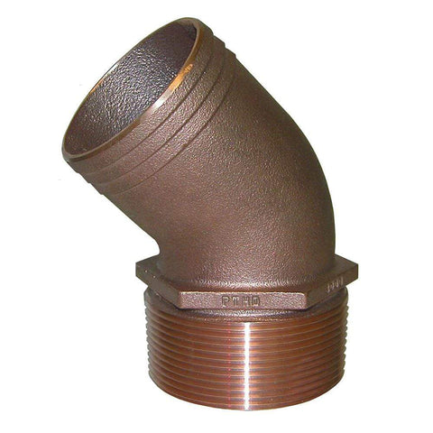 GROCO Qualifies for Free Shipping GROCO 1-1/4" NPT-45 x 1-1/4" Hose Barb Standard Flow Elbow #PTHD-1250